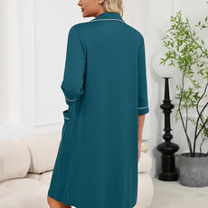 Ekouaer Zipper Robes for Women 3/4 Sleeve Housecoats Knee Length Bathrobe Lightweight Nightgown with Pockets S-3XL