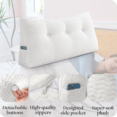 Large Bolster Triangular Headboard Wedge Backrest Positioning Support Bed Rest Reading Pillows Headboard Wedge Pillows for Day Bed with Removable Cover