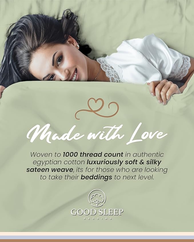 4 Pc Sage Twin Sheet Set for Twin Mattress, Egyptian Cotton Twin Bed Sheets for Twin Size Bed, Soft Breathable 16 Inch Deep Pocket Twin Bed Set - 1 Fitted Sheet, 1 Flat Sheet & 2 Pillow Case GoodSleepBedding