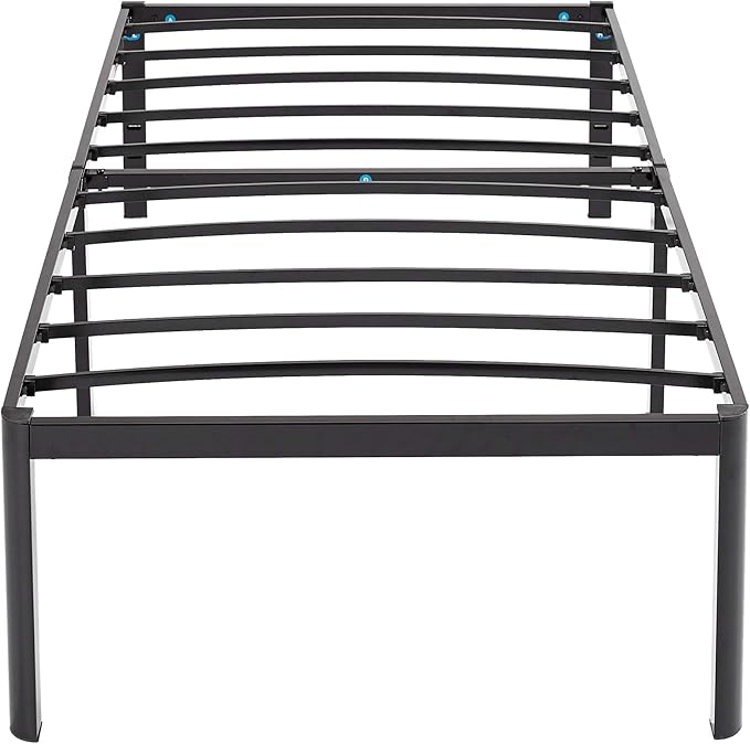 Amazon Basics Sturdy Heavy-Duty Non-Slip Platform Bed Frame Twin Size Storage, Steel Slat Support, Noise Free, Easy Assembly, 18 Inch Black