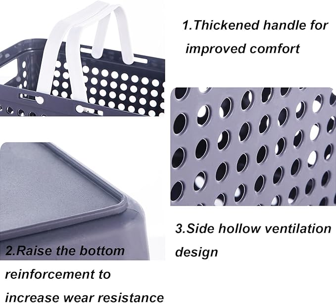Plastic Shower Caddy Basket with Handles, Cleaning Supply for Dorm, School, Camping, Travel, Bathroom (white 1 pack)
