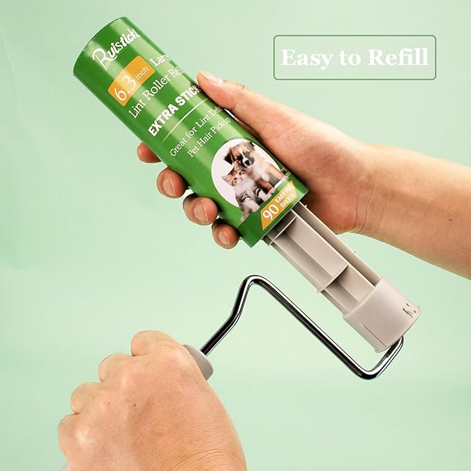 6.3 inch Lint Roller Refills Only for 6.3'' Large Lint Rollers Extra Sticky Lint Pet Hair 6.3 inch Replacement Rolls, Pack of 4 Refills, 90 Sheets per Refill, 360 Sheets Total