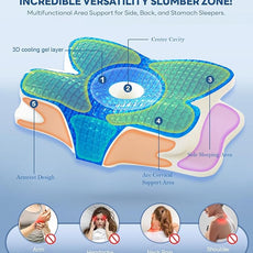 EUCIOR Cooling Gel Pillows for Neck and Shoulder,Cervical Pillow Cozy Sleeping,Odorless Ergonomic Contour Memory Foam Pillows for Side Back Stomach Sleepers with Pillowcase (Grey)