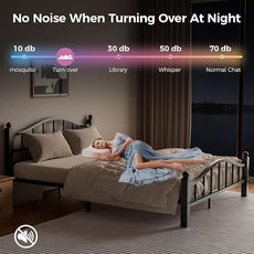 Metal Queen Bed Frames, Noise-Free Design & Underbed Storage Heavy Duty Queen Size Bed Frames with Headboard No Box Spring Needed/Tool-Free Assembly