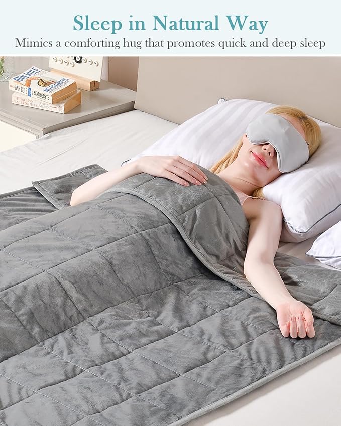 Topblan Weighted Blanket Twin Size 12lbs, Adult Weighted Blankets with Soft Warm Fabric for Sleeping and Calming, Adult Heavy Blanket for Sofa Bed, Grey, 48 x 72 inches