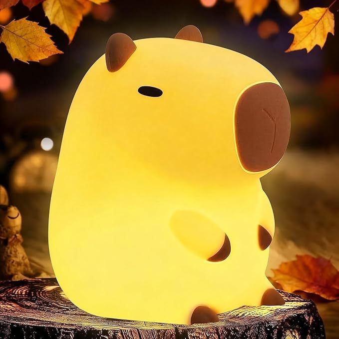 Capybara Cute Night Light, Squishy Capybara Lamp Fun Gifts Toy, Rechargeable LED Dimmable Silicone Nightlight For Kids, Funny Kawaii Light Up Capibara, Baby Nursery College Dorm Home Décor