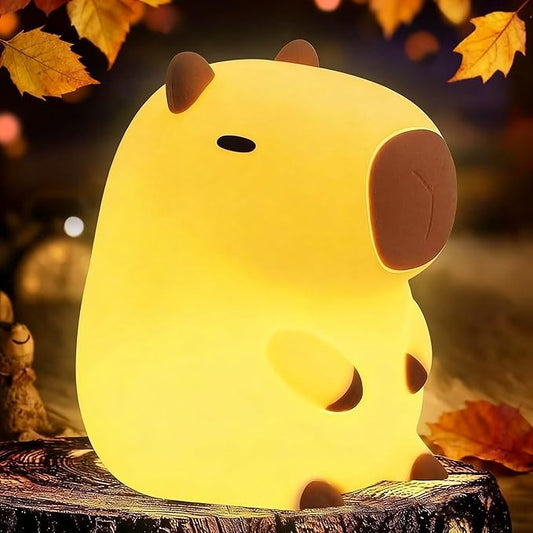 Capybara Cute Night Light, Squishy Capybara Lamp Fun Gifts Toy, Rechargeable LED Dimmable Silicone Nightlight For Kids, Funny Kawaii Light Up Capibara, Baby Nursery College Dorm Home Décor