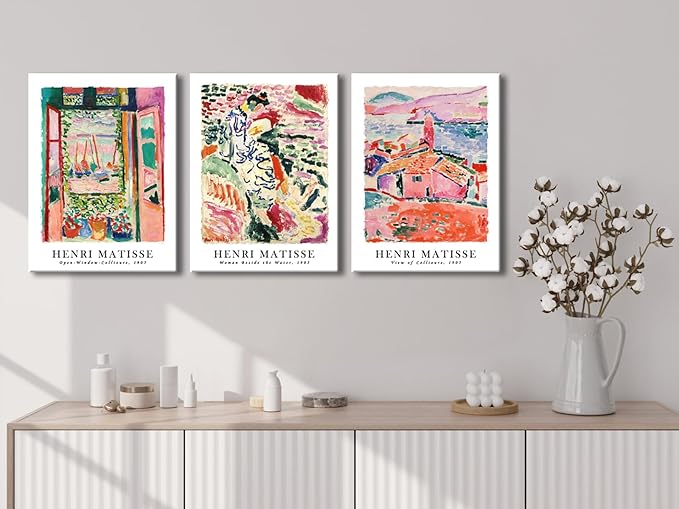 Wieco Art Canvas Wall Art 3 Piece Henri Mattise Art Abstract Colorful Matisse Posters Canvas Prints for Wall and Home Office Decorations