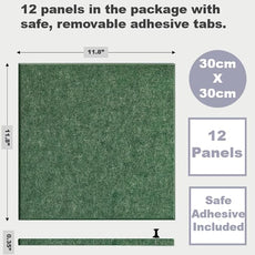 Green Cork Board Alternative | Giant Pin Board Notice Board | Felt Bulletin Board for Office, Home & Classroom | Green Office & School Supplies | Felt Wall Tiles (12-Pack) | Tree
