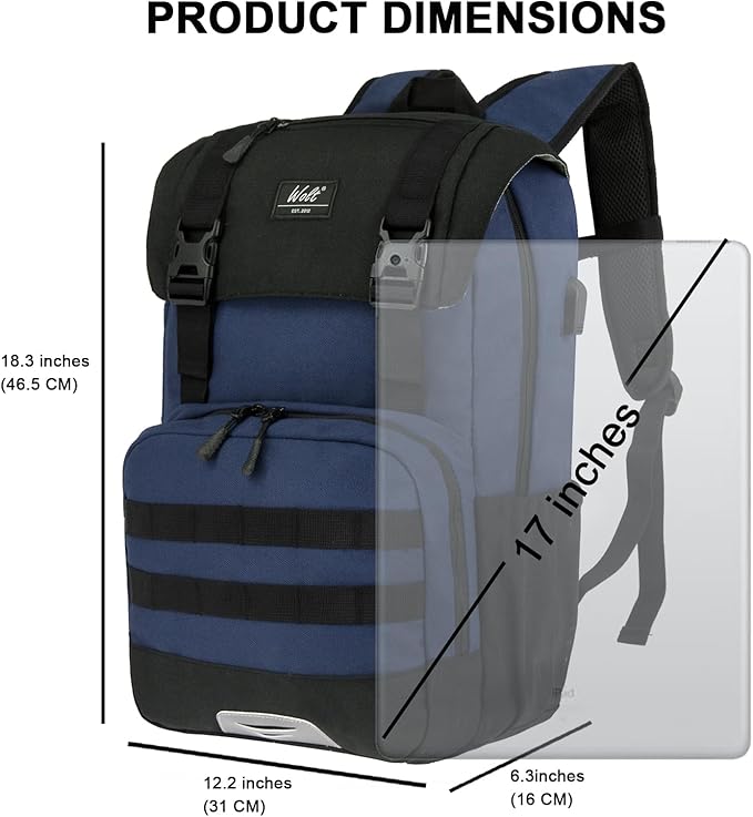 WOLT Laptop Backpack with USB Charging Port Fits Up to 17 Inch Laptop, College Backpack for Men Women, Computer Business Bookbag, Navy