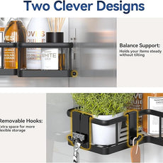 YASONIC Corner Shower Caddy, 5-Pack Adhesive Rustproof Stainless Steel Shower Organizer with Soap Holder, No Drilling Shower Shelf for Inside Shower, Dorm, Renters, Black