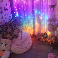Honche 300Led Cuttable Curtain String Lights 10x10ft with Remote Window Lights for Bedroom Wedding Party Festive Season Propose Marriage WindowChristmas Decoration(Rainbow 7 Colors)