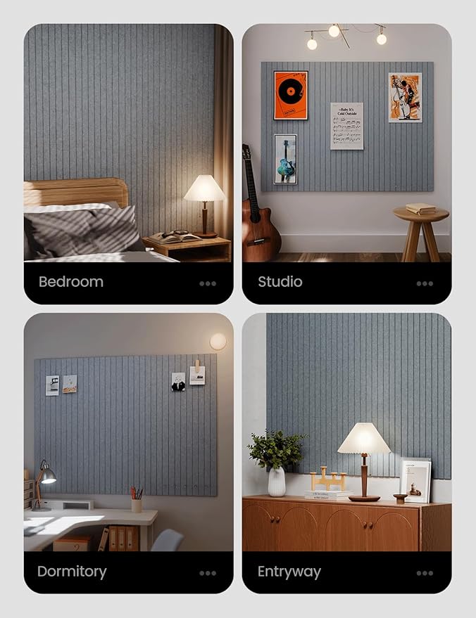 Large Felt Bulletin Board 48" x 36" Cork Board Alternative-12 Pack with 70 Safe Removable Adhesive Tabs, Cork Boards for Walls Pin Board for Home Office Classroom Felt Board-Blue Gray