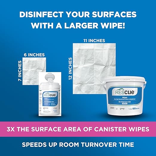 REScue Canister Wipes & Bucket Wipes 4 Pack – Disinfectant Cleaner for Vet Use, Designed to Clean Kennels, Litter Boxes & More