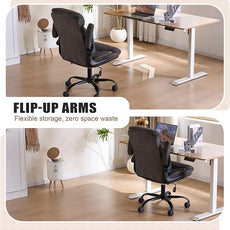 Executive Office Chair, Comfy Fabric Cloth Computer Chair Ergonomic Desk Chairs with Flip-up Armrests, Lumbar Support, 360° Swivel and Rocking Function for Home Office Chairs, Grey