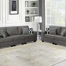 Legend Vansen Modular Sectional Sofa U Shaped Couch with Ottoman Modern Reversible Corner Sectional Couch for Living Room (Dark Grey, 2+3)