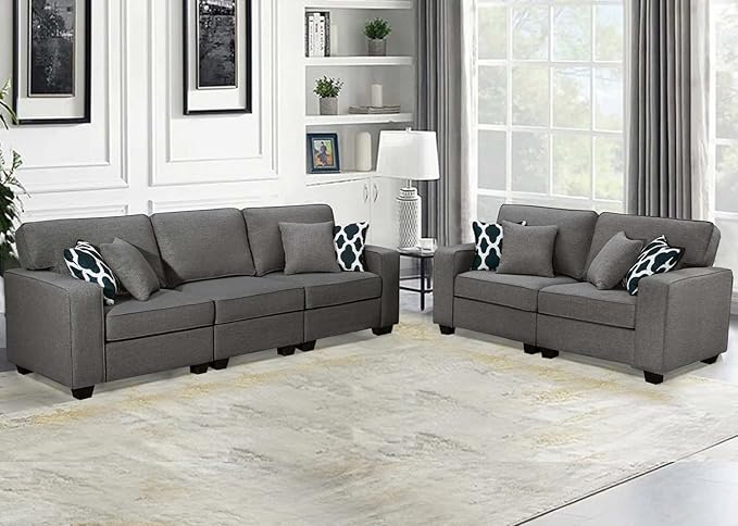 Legend Vansen Modular Sectional Sofa U Shaped Couch with Ottoman Modern Reversible Corner Sectional Couch for Living Room (Dark Grey, 2+3)