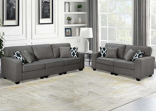 Legend Vansen Modular Sectional Sofa U Shaped Couch with Ottoman Modern Reversible Corner Sectional Couch for Living Room (Dark Grey, 2+3)