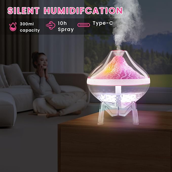 Small Humidifiers for Bedroom Cool Mist Ultrasonic,Baby Humidifier with Humidity Sensor Auto Shut Off LED Colorful Gradient Light Mini Humidifier For Plants,Bedroom,Baby Room,Office, Home（White)