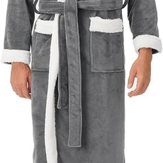 DAVID ARCHY Men's Hooded Robe Soft Coral Fleece Microfiber Bathrobe