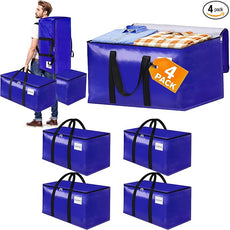4-Pack Moving Bags with Backpack Straps & Carry Handles, 20 Gallons-76 L Heavy Duty Storage Totes for Space Saving, Foldable Storage Bags for College Dorm, Travel, Camping (Blue)
