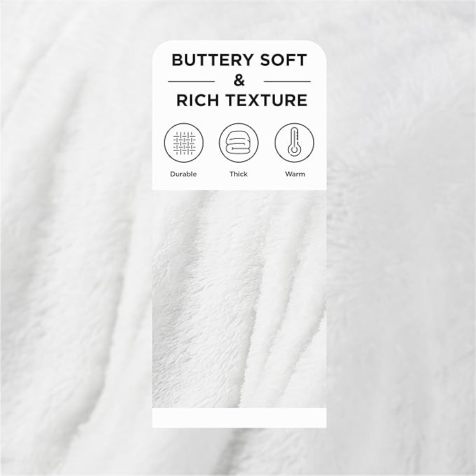 Bedsure GentleSoft Fluffy White King Size Blanket for Bed, Thick Soft Sherpa Faux Fur Fleece Bedding Fuzzy Plush Winter Warm Heavy Large King Blanket, Cozy White Gifts for Men Women, 108x90