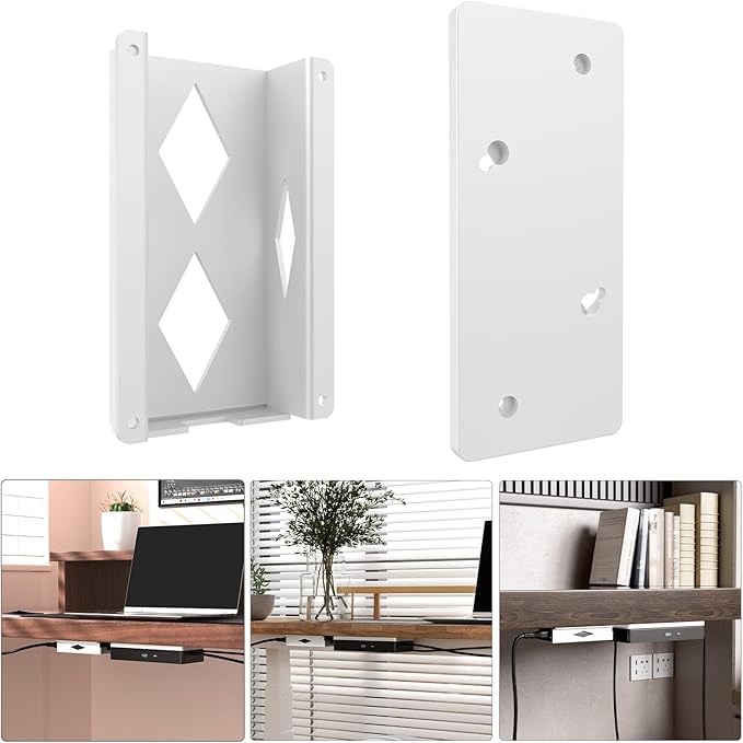 Under Desk Mount for Dell WD19 / WD19S / WD19TBS / WD19TB / WD22TB4 Dock + Power Bricks (for 180W and 130W), Docking Station & Power Bricks Holder, White