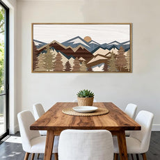 BINCUE Large Mountain Wall Art Framed Boho Wall Decor Mountain Artwork for Office Living Room Bedroom 20x40 Inches