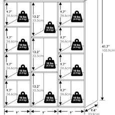 Furinno LUDER Book Shelf, 11-Cube Bookshelf, Reversible Bookcase, 9.4 x 29.1 x 41.7, for Living Room, Bedroom, Home Office, White/Green