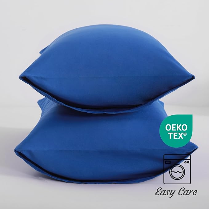NTBAY Queen Pillow Cases Set, 2 Pack Brushed Microfiber 20x30 Inches, Soft, Wrinkle, Fade, Stain Resistant Royal Blue Pillow Cases with Envelope Closure