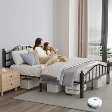 Metal Queen Bed Frames, Noise-Free Design & Underbed Storage Heavy Duty Queen Size Bed Frames with Headboard No Box Spring Needed/Tool-Free Assembly