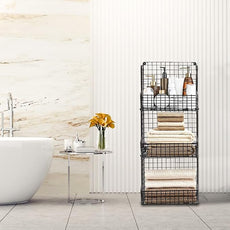 Stackable Wire Storage Baskets for Kitchen Closet Pantry, Hanging Closet Organizers Storage Shelves Organization, Wall Mount Metal Basket Bins, Clothing Vegetable & Fruit Organizer 5 pcs