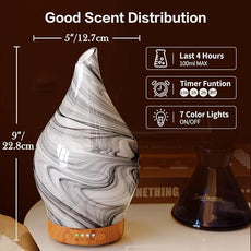 Porseme 100ml Essential Oil Diffuser Glass Color Changing Aroma Air Diffusers Aromatherapy Ultrasonic Cool Mist Humidifier 4 Running Hours Waterless Auto-Off for Sleeping, Yoga, Office, Spa (Ink)