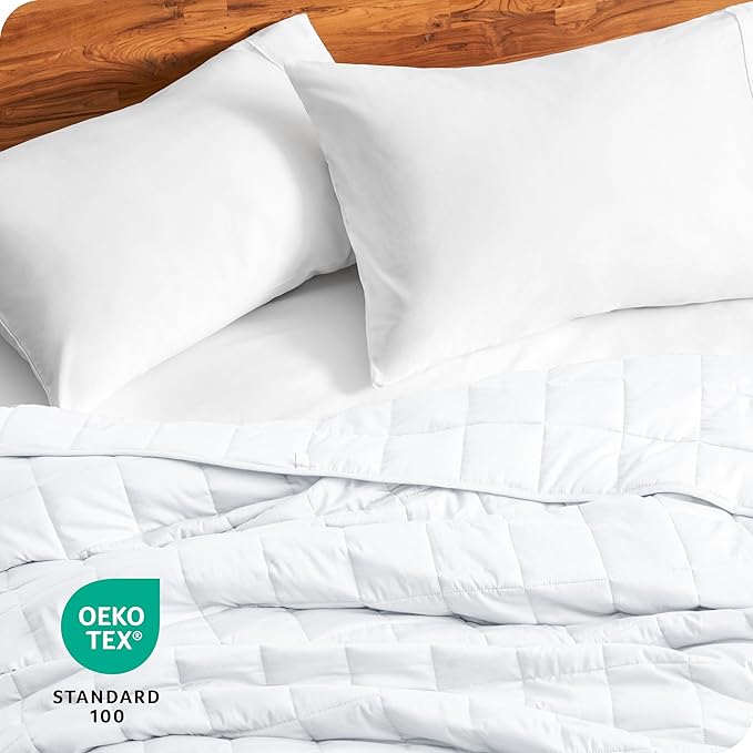 Bare Home Weighted Blanket Twin or Full Size 10lb (40" x 60") - All-Natural 100% Cotton - Premium Heavy Blanket Nontoxic Glass Beads (White, 40"x60")