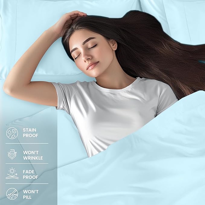 Utopia Bedding King Sheet Set – 4 Piece Bed Sheets for King Size Bed, Soft and Breathable Microfiber, Includes 1 Fitted Sheet, 1 Flat Sheet and 2 Pillowcases (Ice Blue)