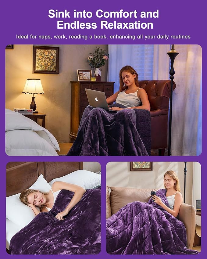 Super Fuzzy Soft Sherpa Fleece Weighted Blankets, 15 lbs Dual Sided Fluffy Heavy Weighted Blankets for Adults - No Bunching with Double Layers of Soft Inner Lining (60"x 80", 15 Pounds)