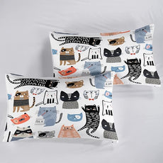 CVHOUSE Cat Bedding,Cartoon Cat Comforter Queen,Animals Print Comforter Set for Kids,Kawaii Quilt Set with 1 Comforter and 2 Pillow Cases