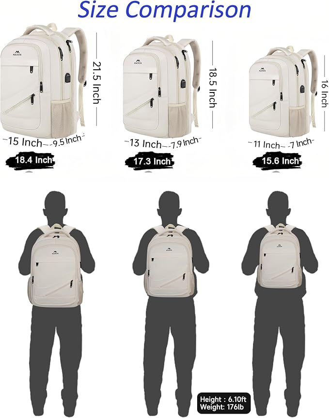 MATEIN Extra Large Backpack for Women, 18 Inch TSA College Backpack with Multiple Compartments & USB Charging Port, 50 L Fashion Work Computer Carryon for Business, Cream Beige