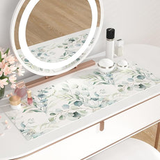 QIYI Large Mouse Pad, Cute Green Leaves Desk Mat for Desktop, Women Girls Office Décor Desk Accessories, PU Leather Waterproof Gaming Mousepad, Eucalyptus Leaf Desk Pad Computer Mat, 31.5