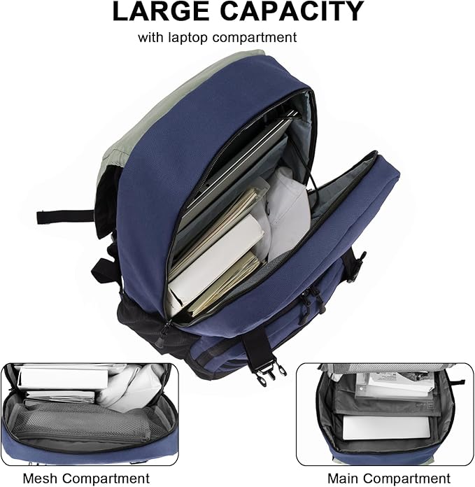 WOLT Laptop Backpack with USB Charging Port Fits Up to 17 Inch Laptop, College Backpack for Men Women, Computer Business Bookbag, Navy