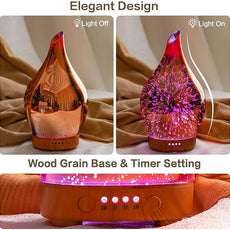 Porseme Essential Oil Diffuser 3D Firework Glass Aromatherapy Ultrasonic Humidifier Rose Gold,Auto Shut-Off,Timer Setting,BPA Free,Aroma Decoration for Home,Office,Gym,Spa,Premium Gift 100ML