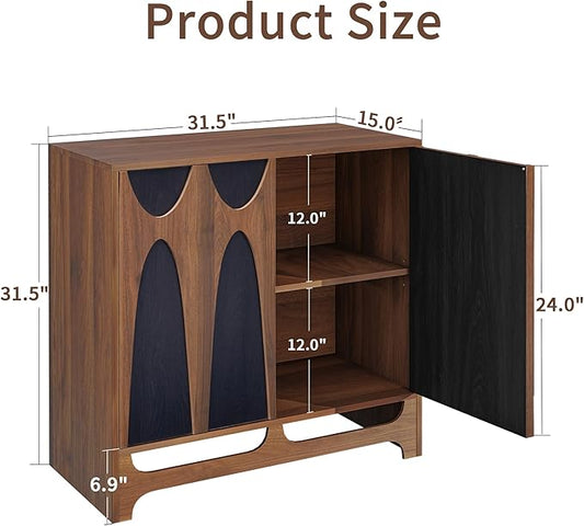 Sideboard Buffet Cabinet with Storage, 31.5” Mid Century Modern Storage Cabinet with Adjustable Shelf and 2 Doors for Dining Room, Living Room,Entry
