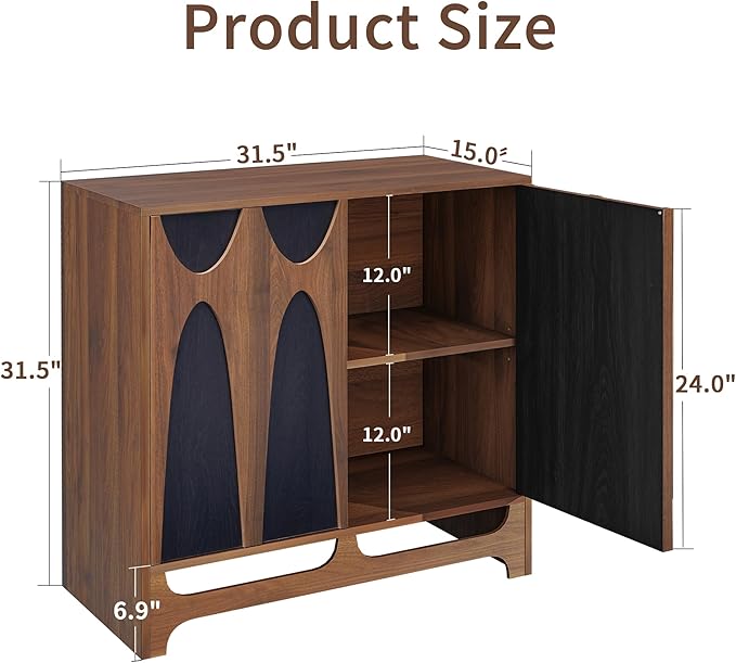 Sideboard Buffet Cabinet with Storage Set of 3, 94.5” Mid Century Modern Storage Cabinet with Adjustable Shelf and 6 Doors for Dining Room, Living Room,Entry