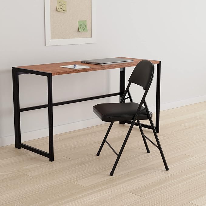 Amazon Basics Comfortable Vinyl-Padded Metal Steel Folding Chairs, Black, 4-Pack