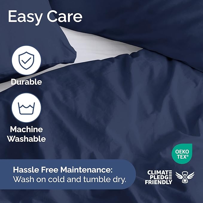 Duvet Cover Cal King Size Set - Extra Soft Cal King Size Duvet Cover 104 x 98 with 2 Pillow Shams - Hotel Luxury Easy Care and Fade Free w/Zipper Closures & Ties - Breathable Bedding Set (Navy Blue)