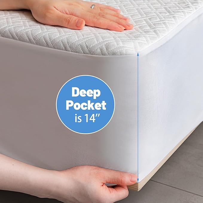 Premium Bamboo Mattress Protector – Twin Size, Waterproof, & Ultra Soft Breathable Noiseless Washable Bed Mattress Cover for Comfort & Protection MC01TWIN-L