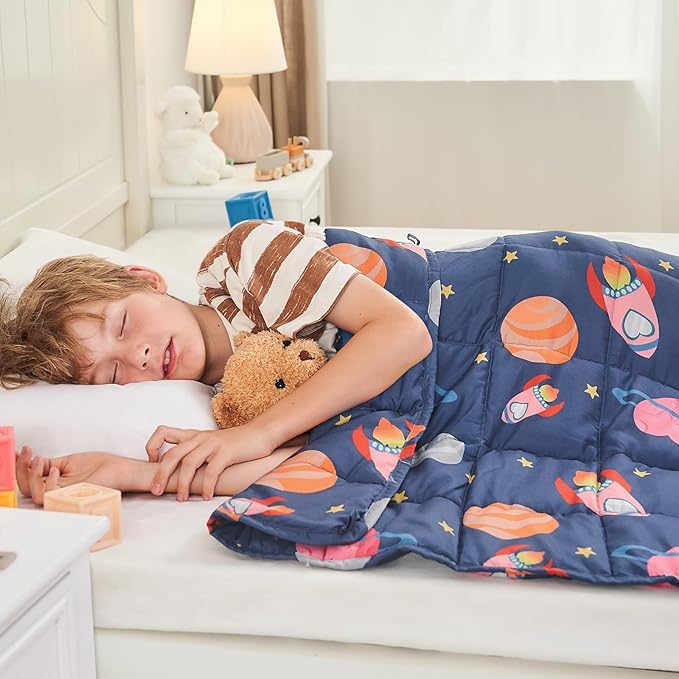 yescool Plane Weighted Blanket 10 Pounds Cooling Weighted Lap Blanket, Space Heavy Blankets, Breathable Weighted Throw Blanket Gift for 80-110lbs, 40"x60"