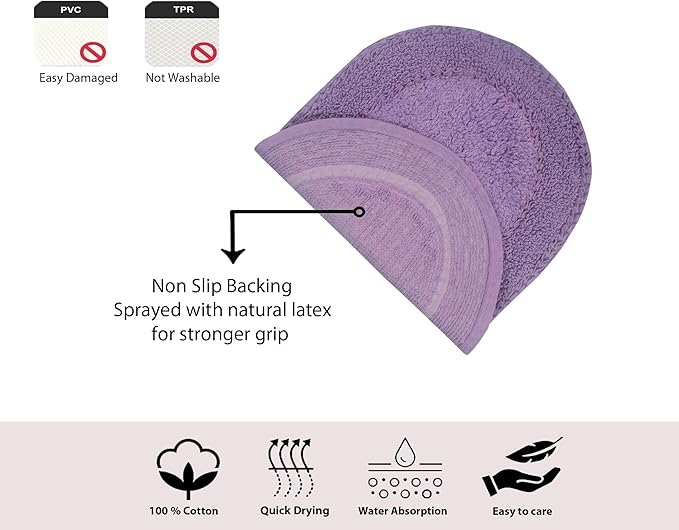 Home Weavers Double Ruffle Collection 100% Cotton Bathroom Rugs Set, Washable Rug, Extra Soft and Absorbent Bath Rug, Kitchen Mat, Bath Mat Set, Bath Floor Mat Non Slip, 20"x20" Contour, Purple