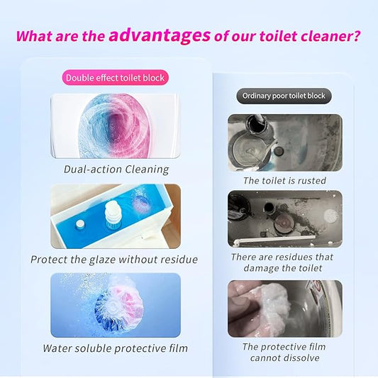 Automatic Toilet Bowl Cleaner Tablets, 30-Pack Long-Lasting Toilet Tank Cleaner for Bathroom, Blue Water Freshener, Prevents Stains & Odor, Safe for All Toilets (30, Blue and yellow)