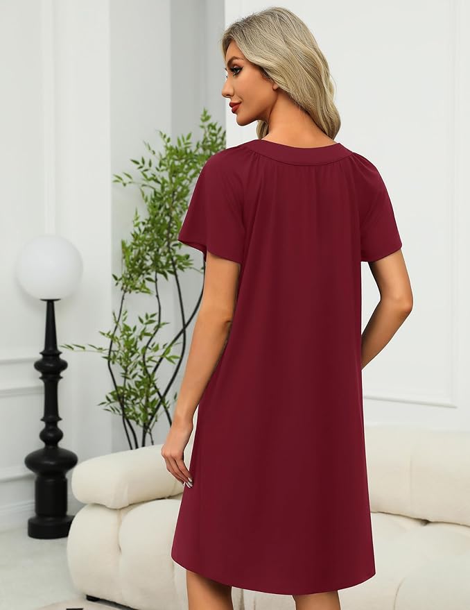 Ekouaer Women Robe Zipper Front Mumu Duster Robes Zip Up Housecoat Soft Sleepwear with Pockets